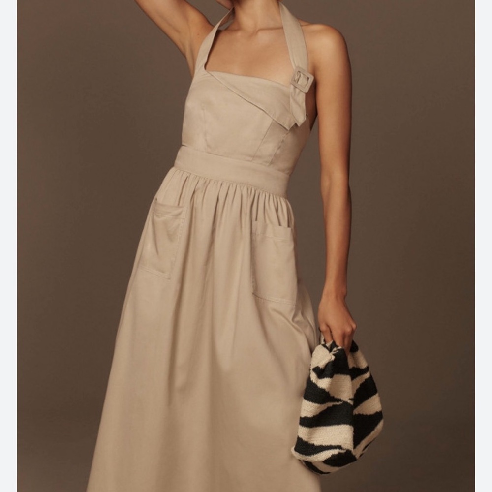 Anthropologie Strapless Beige Dress